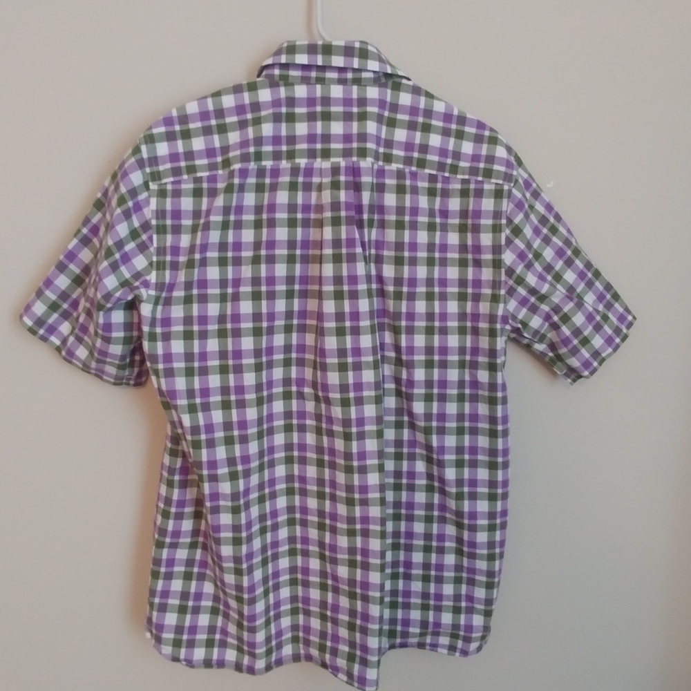 White Green Purple Check Button Down - Picture 5 of 6